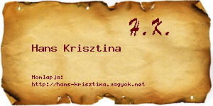 Hans Krisztina névjegykártya